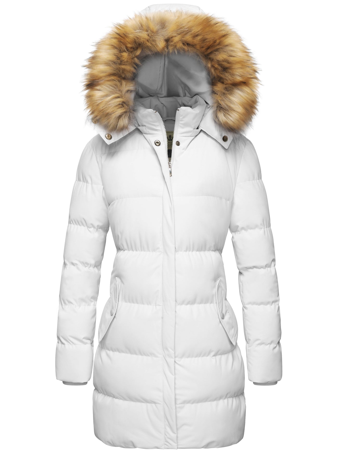 Women'S Winter Coat Quilted Puffer Jacket Warm Winter Parka Jacket with Hood Coffee L